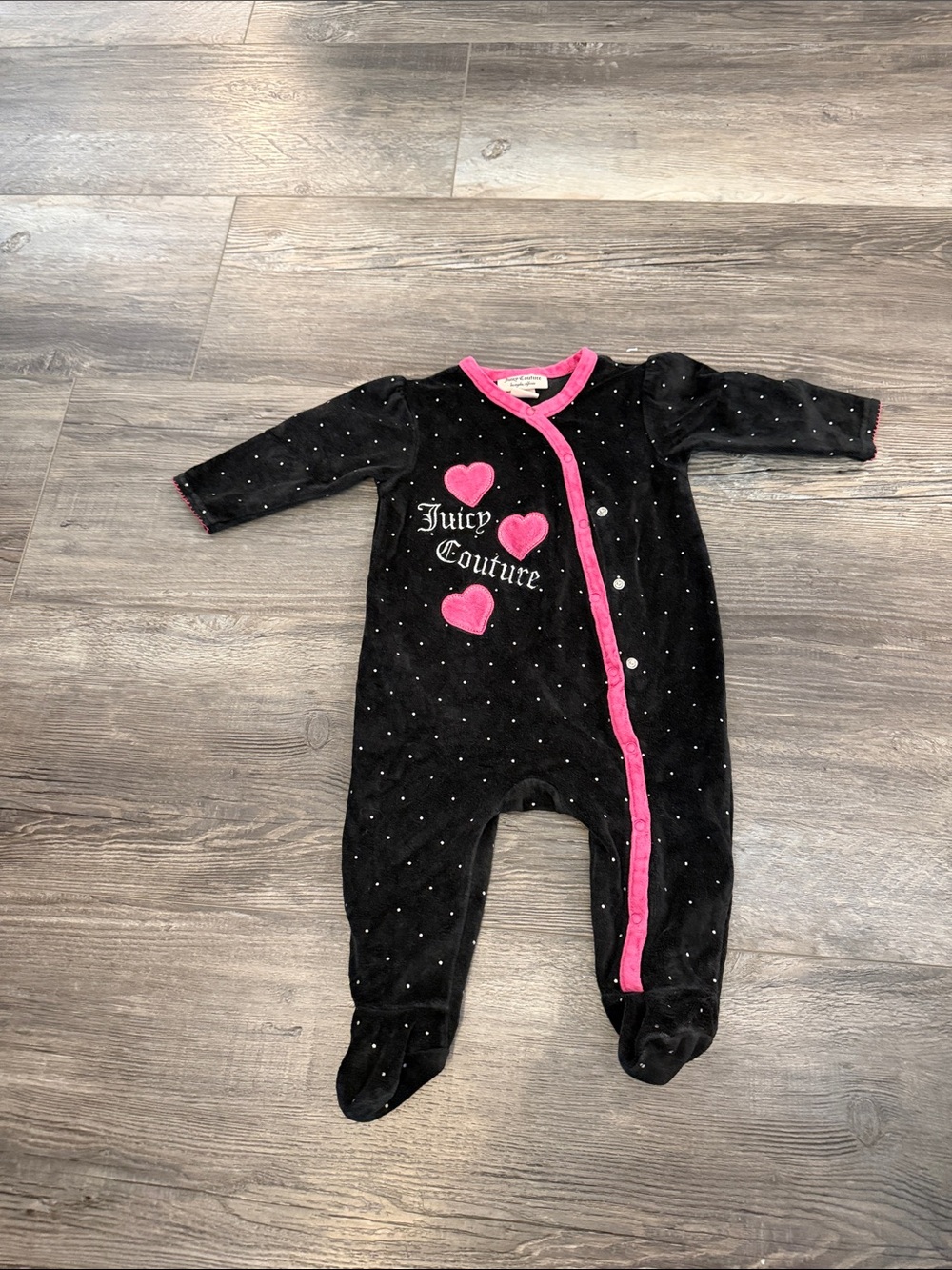Juicy Couture Black and Pink Baby One-Piece
